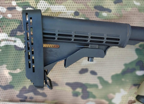 Recoil Pad For 6-Position Adjustable Stock Black, reduces recoil and muzzle jump, stabilizes with rubber grip against shoulder.