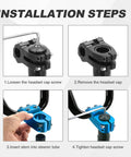 Installation steps for 22.2mm BMX Stem 45mm Length Aluminum 6061 High Strength Freestyle Handlebar For Fixed Gear Bikes Blue Finish
