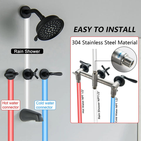 Knockout Matte Black Three Handle Shower Faucet Set With Tub Spout And Included Wall Valve Slick Vintage Design Dead Solid Build Straightforward Install Big Time Bathroom Refresh