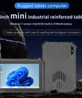 Knucklebuster Proof Rugged 7 Inch Industrial Tablet With Windows 11 Pro Intel N100 Chip 8G Ram 128G Drive showing front and back view