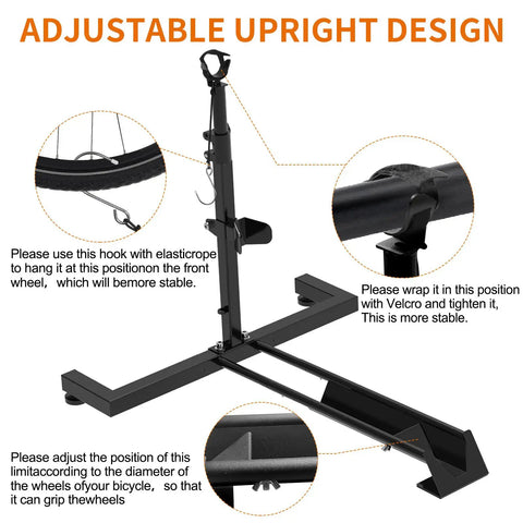 Vertical Bike Rack For Garage And Indoor Storage, Space Saver Bike Stand With Adjustable Track and Hooks for Tires, Wall Mount