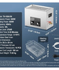 Big 30 Liter Ultrasonic Cleaner With Heater And Timer For Heavy Duty Lab Tools Metal Parts Carburetor Brass Auto Engine Jobs Deep Clean Power with specifications and measurements.