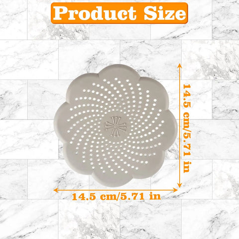 Five Pack Flower Shaped Silicone Hair Catcher Shower Drain Cover With Strong Suction Cups Killer Clog Stopper For Kitchen Bathroom Tub Slick Design Keeps Your Pipes Clean Without The Daily Hassle Gonna Love This, 14.5 cm size.