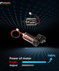 160 Percent Power Upgrade Motor 180 Size With 51T Transmission Gearbox For One Eighteen Hobbyplus CR18P EVO Rock Van Trail Hunter Series Upgrades Silver shown with power comparison diagram