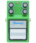 Turbo Tube Screamer Overdrive Pedal With Four Dope Modes For Guitarists Boost Crunch Warm TS9 Tone And Three Extra Distorted Voices Via The Mode Control Switch, green with control knobs and footswitch.