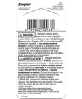Back of Silver Oxide Button Battery 377 1.5V Two Pack with safety warnings and barcode for watches, calculators, toys, medical devices