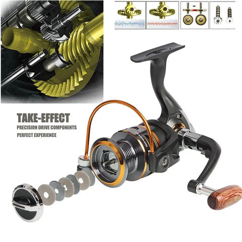 Smooth As Butter Spinning Fishing Reel With 11BB Bearing System And 5.2 To 1 Gear, detailed view with components exposed