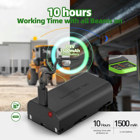 Self Leveling Green Cross Line Laser Level With 360 Degree Horizontal Beam And 140 Degree Vertical Plumb Dots Rechargeable Battery