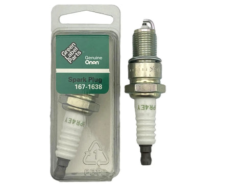 Carburetor Kit With OEM Air Filter And Fuel Filter Plus Spark Plugs For Onan RV Generators 5500 7000 HGJAA HGJAB HGJAC A043B781 5410765 Includes All Hard Parts For Easy Rebuild, showing Onan spark plug in packaging.