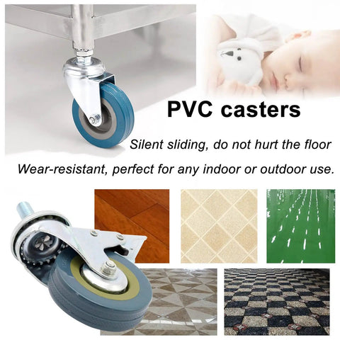 Pack of 4 65 mm/75 mm furniture casters with brakes low noise transport casters on various floor surfaces.