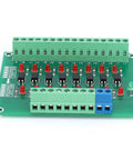 8 Channel Optocoupler PLC Data Converter Board With 20KHz Switching Frequency For Data Isolation And Level Conversion 12V To 3.3V Optical Isolation Module For Industrial Control And PLC Applications, front view.