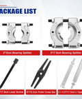 Components of Beefy Heavy Duty Bearing Puller Set For Wheels And Hubs 5 Ton Capacity 14 Piece Bearing Separator Puller Kit With 2 Inch And 3 Inch Jaws