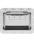 RH-0520-A Large Spring Loaded Recessed Handle With Bright Zinc Finish, 7x5 inches, 14 mounting holes, rubber grip, front view