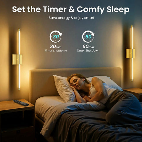 Two Pack Battery Operated Wall Sconces With Remote Control 10000mAh Rechargeable Cordless LED Lamps in bedroom setting