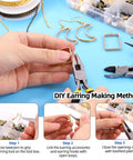 All In One Jewelry Making Kit With Pliers, Findings, Beading String And Copper Wire, 1468Pcs, showing tools and earring making process.