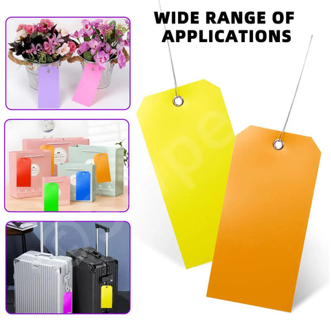 Various uses of 200Pcs Must Have Pink Waterproof Writable Eyelet Hole Plastic Tags With Wires Assortment Kit