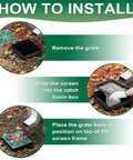 Installation steps of Two Pack Square Catch Basin Drain Filter 12 Inch To Stop Clogs And Backups In Lawn Garden Landscaping And Patio