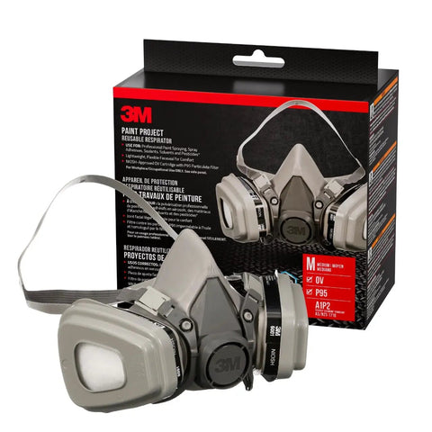 Lightweight Reusable Respirator With Organic Vapor Cartridge And P95 Filters, Medium Size, NIOSH Approved, Flexible Thermoplastic Face Seal For All Day Comfort, Pro Grade Gear For Paint Projects And Solvent Fumes