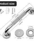 Two Pack 12 Inch Anti Slip Bathroom Grab Bar Set Stainless Steel Shower Handle Knurled Safety Rail with screws and dimensions