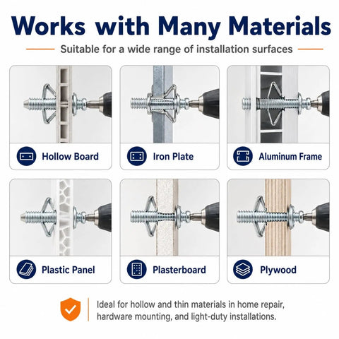 Expansion Screw Petal Nut Kit For Drywall And Hollow Walls Heavy Duty Zinc Plated Jack Nuts With Screws 20 Pcs M4x20 M4x25 M5x25 And M6x25 Built For Plasterboard Thin Metal Sheets And DIY Projects. for hollow board, iron plate, aluminum frame, plastic panel, plasterboard, plywood