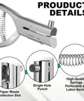 Heavy Duty Hole Punch With Long Reach And Deep Throat For Easy Low Effort Punching Three Eighth Inch Circular Hole product details