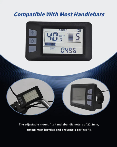 Ebike Display UART No 2 Protocol For 24V 36V 48V 60V Electric Bikes LCD Panel Screen Speedometer Odometer For Bike Modifications 5 Pin Connector Easy Install And Personalize Your Ride