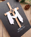Rectangular Frame Die Cuts Set For Card Making Metal Cutting Dies Paper Craft Templates Background Embossing Stencils DIY Album Decor Easter Cross 12 By 8.2 Cm displayed on a black card with pinecone and greenery decoration