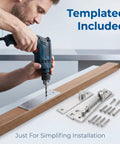 Man using a power drill to install Rock Solid Stainless Steel Hidden Door Hinges Heavy Duty Pivot Hardware.