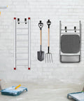 Wall Mounted Folding Chair Storage Rack With Adjustable Width Beefed Up Organizer for chairs, ladders, tools in use, black 2-pack