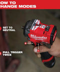 M12 FUEL Stubby 3/8 Inch Impact Wrench Bare Tool for High Torque and Tight Spaces, showing mode change instructions