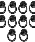 Antique Black Drop Ring Drawer Pulls Set Of 10 For Cabinets And Furniture, 1.69 Inch Total Length With 1.18 Inch Ring Diameter