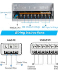 Wiring instructions for Beefy 24V 15A 360W DC Switching Power Supply SMPS with Universal 110V 220V Input for various electronics.