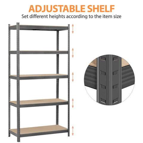 Top Shelf Five Tier Storage Rack Two Pack Hella Sturdy Adjustable Shelving Unit Flexible Utility Shelf For Garage Basement No Fuss Organization Sleek Dark Gray