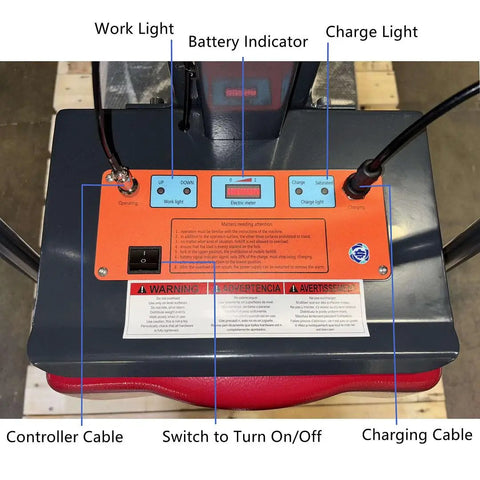 Lightweight Powered Ram Work Positioner Truck Boasting A Hefty 330 Lb Capacity And 62 Inch Lift Range control panel with buttons and indicators.