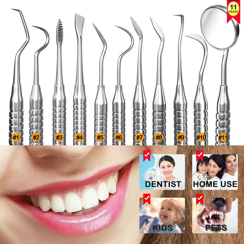 Pro At Home Dental Tools Set Stainless Steel Teeth Cleaning Picks Tooth Scraper Plaque And Tartar Remover Hygiene Kit with Case