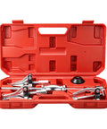 Heavy Duty 3 Jaw Slide Hammer Puller Set Made From Thickened Carbon Steel To Grip Bearings Flywheels And Blind Holes With Ease Rust Free Tool For Pro Mechanics Or Diy Guys Who Want Beefy Extractors That Work Fast Safe In Shop Or Home Base. red case with 3 jaw puller set