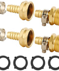 Heavy Duty Garden Hose Repair Kit With 3/4 Inch Brass Male Female Connectors And Stainless Clamps For Quick, Leak Proof Fixes On 1/2 Inch Barb Hoses The Ultimate Fix So You Can Get Your Water Flowing Again Today. Brass hose repair kit with clamps and gaskets shown with male female connectors