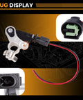 Straight Swap Battery Current Sensor That Bolts Right Up To Chrysler 200 300 Jeep Wrangler Cherokee Dodge Challenger Charger Journey Viper Ram 1500 2500 3500 2011 Through 2018 Replaces 0199200180 close-up showing plug and wires.