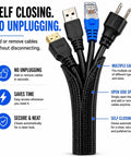 Premium NeatWire Self-Closing Cable Sleeve Kit For Snazzy Wire Management. Flexible Split Loom Keeps Your Desk Crisp Without Unplugging.