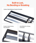 Close-up of the Roller Lawn Leveling Rake with 83.9 inch adjustable handle, showcasing carbon steel frame and weld joints.