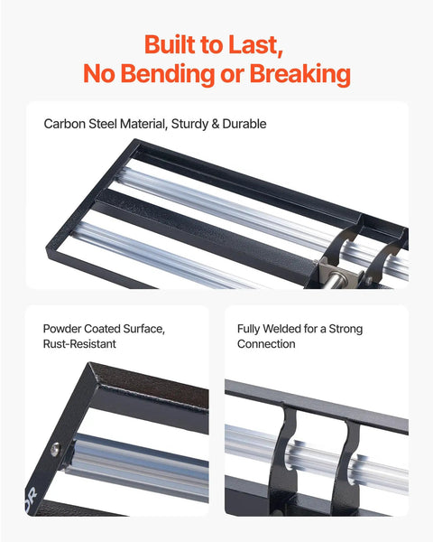 Close-up of the Roller Lawn Leveling Rake with 83.9 inch adjustable handle, showcasing carbon steel frame and weld joints.