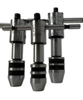 Three Piece Tap And Wrench Set With Adjustable Ratchet For Hand Tapping And Small Tool Reaming Includes Five Thirty Second Inch Tap Capacity One Quarter Inch And One Half Inch Tap Sizes For DIYers