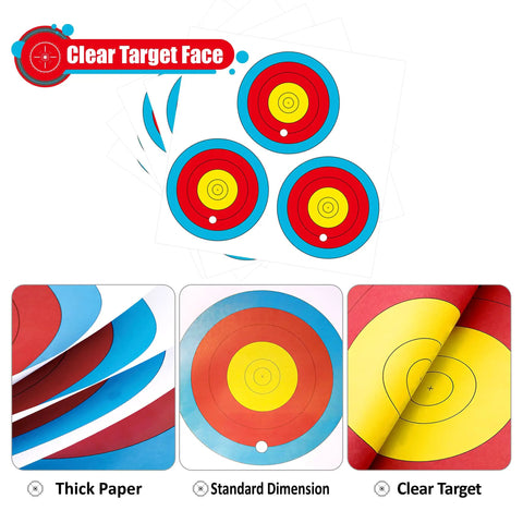 3 Spot Archery Target Paper Set With Pins, New LAS Version, showing target face with clear rings for practice.