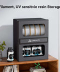 One Stop 3D Printer Filament Storage Box With Dryer Magnetic Closure And Moisture Proof Design 10Kg Capacity Two Tier Rack on shelf