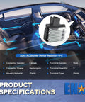 Top Tier Beefy Rear Automatic Control Blower Motor Resistor That Gives Your Ride Climate Control Straight Fire Compatible With Toyota Highlander Sequoia Sienna Ru735 4P1717 Replacement in a vehicle interior with specifications.