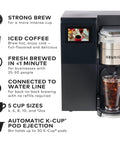 Office Boss Level Single Serve Coffee Maker With Plumbed Water Line and iced coffee features