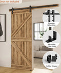 79.2 Inch Sliding Barn Door Hardware Kit With Adjustable U Shape Floor Guide, Wall Mount Rail, And Splicing Track Kit