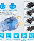 Heavy Duty 50 Amp To 20 Amp Nema 14-50P To 6-20R Power Adapter showing blue molded plug and NEMA connectors.