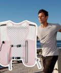 Ultra Lightweight Running Hydration Vest With Adjustable Straps Bladder Compatible Chest Pack shown near a runner outdoors
