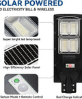 Ultra Bright Solar Street Light With 240 LEDs And 18000mAh Battery, Motion Sensor, showcasing components and features